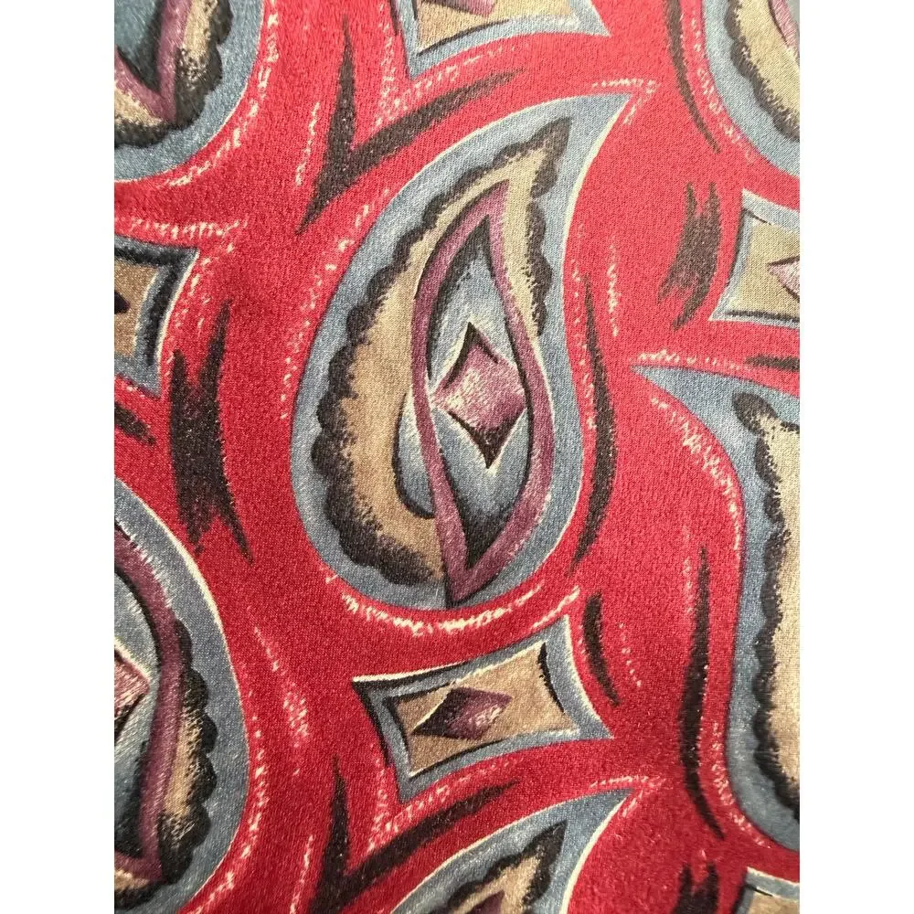 Christian Dior Monsieur Silk Tie Red Geo Pattern Made in Italy Vintage Designer